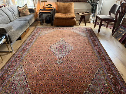 Tapete vintage nó à mão – estilo Bidjar – 310 × 200 cm – padrão Mahi