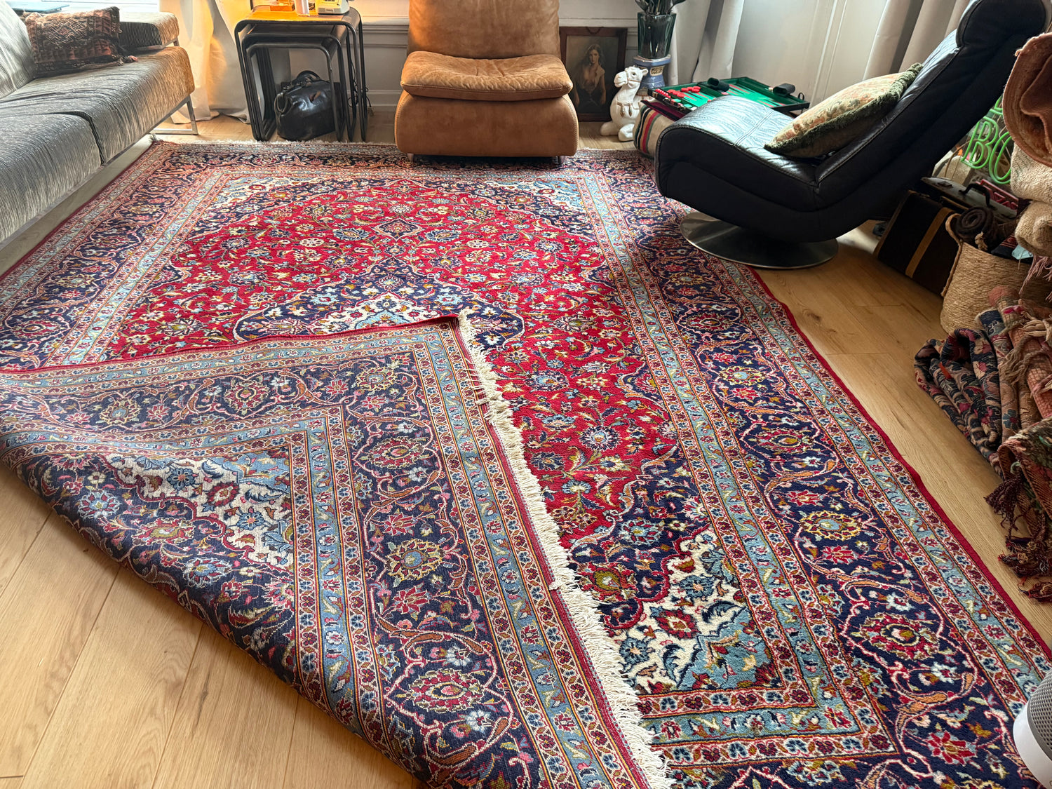 Monumentaal handgeknoopt vintage tapijt – 365 × 249 cm