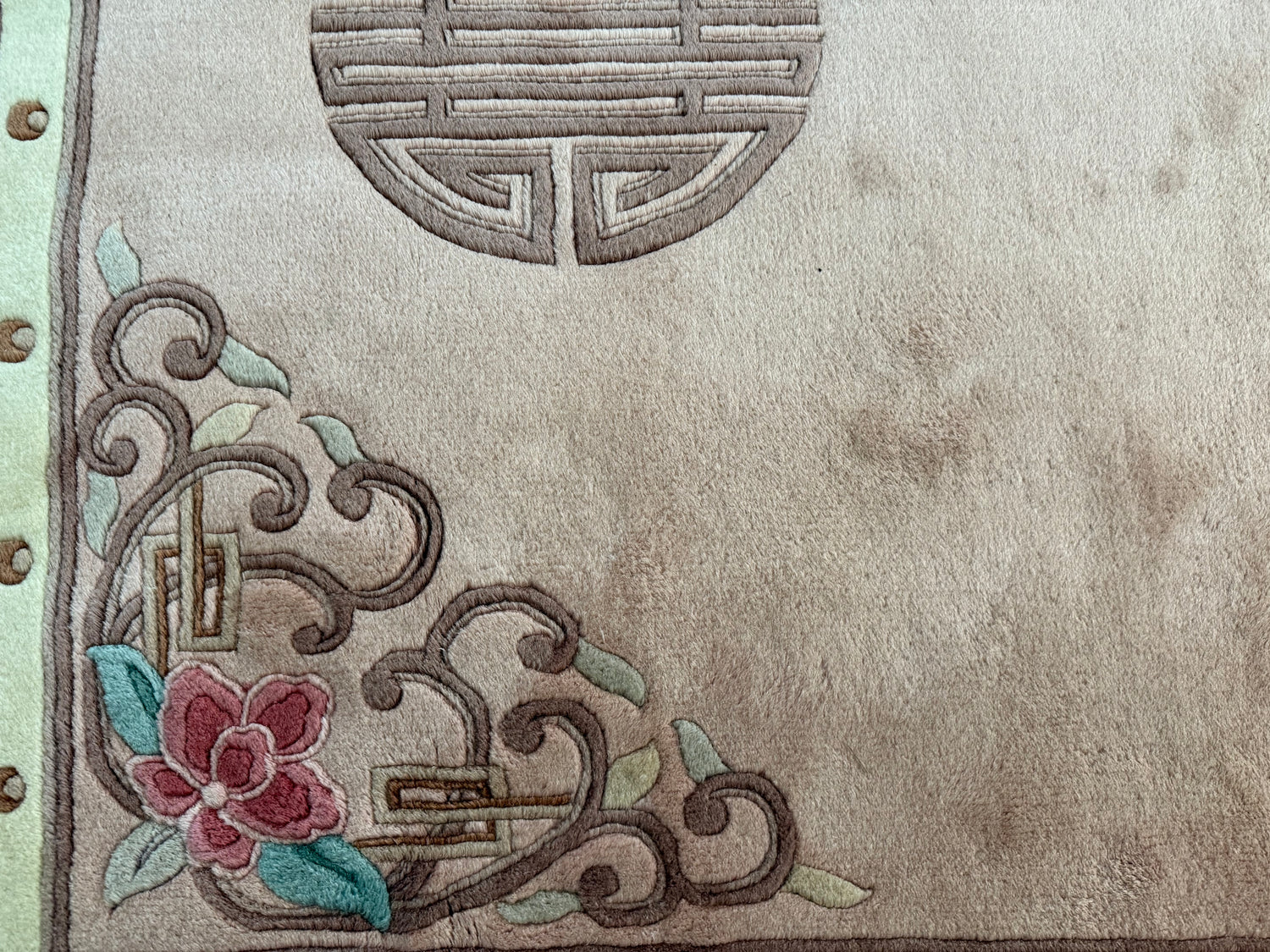 Vintage Deco-stijl wollen tapijt – ca. 330 × 215 cm