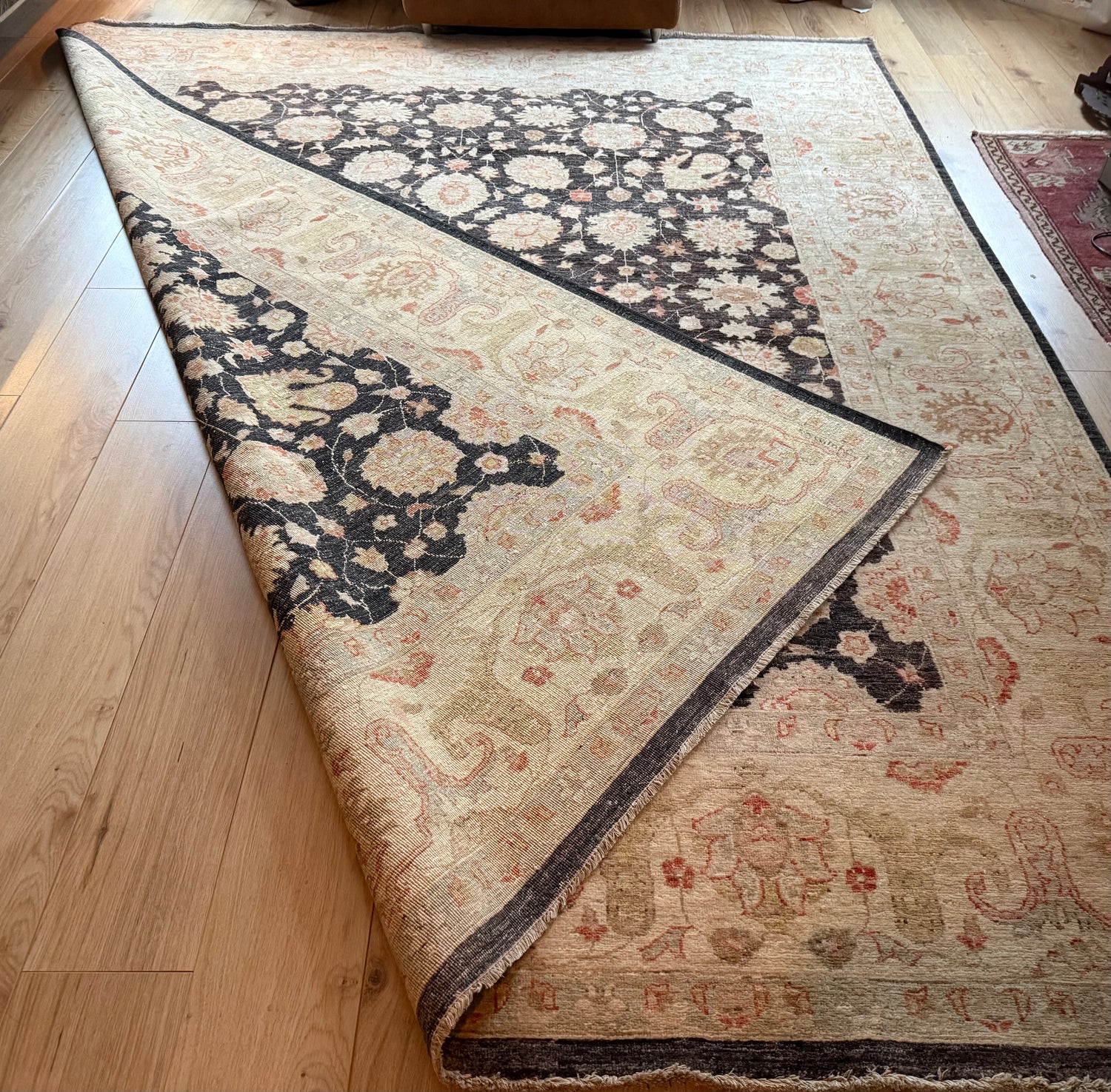 Handgeknoopt Ziegler tapijt, rustig, verfijnd en tijdloos. Ca. 308 × 249 cm