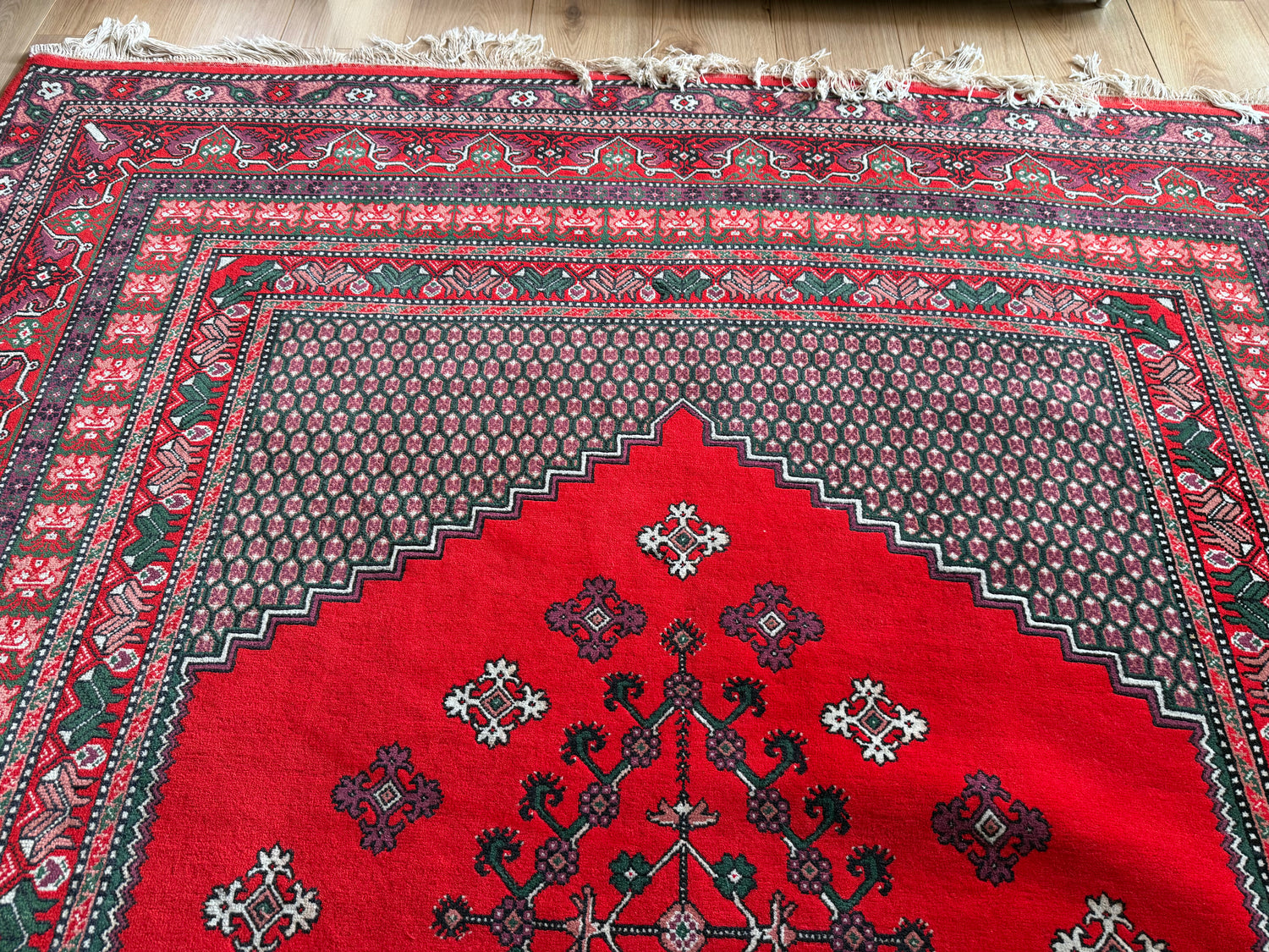 Handgeknoopte oosters vintage tapijt met florale medaillonstructuur – ca. 291 × 202 cm