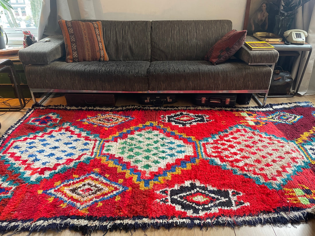 Handgeknoopt vintage Boujad tapijt – Marokkaans – ca. 282 × 145 cm