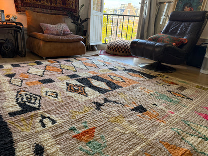 Handgeknoopt Marokkaans vloerkleed – ca. 300 × 200 cm – kleurrijk geometrisch design