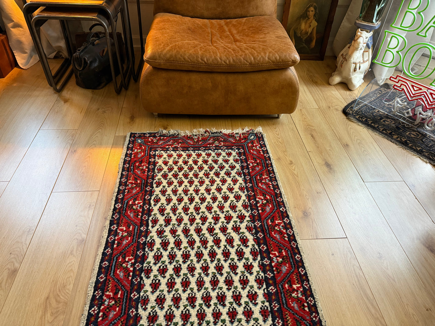 Vintage handgeknoopte loper – 275 × 75 cm – boteh-patroon