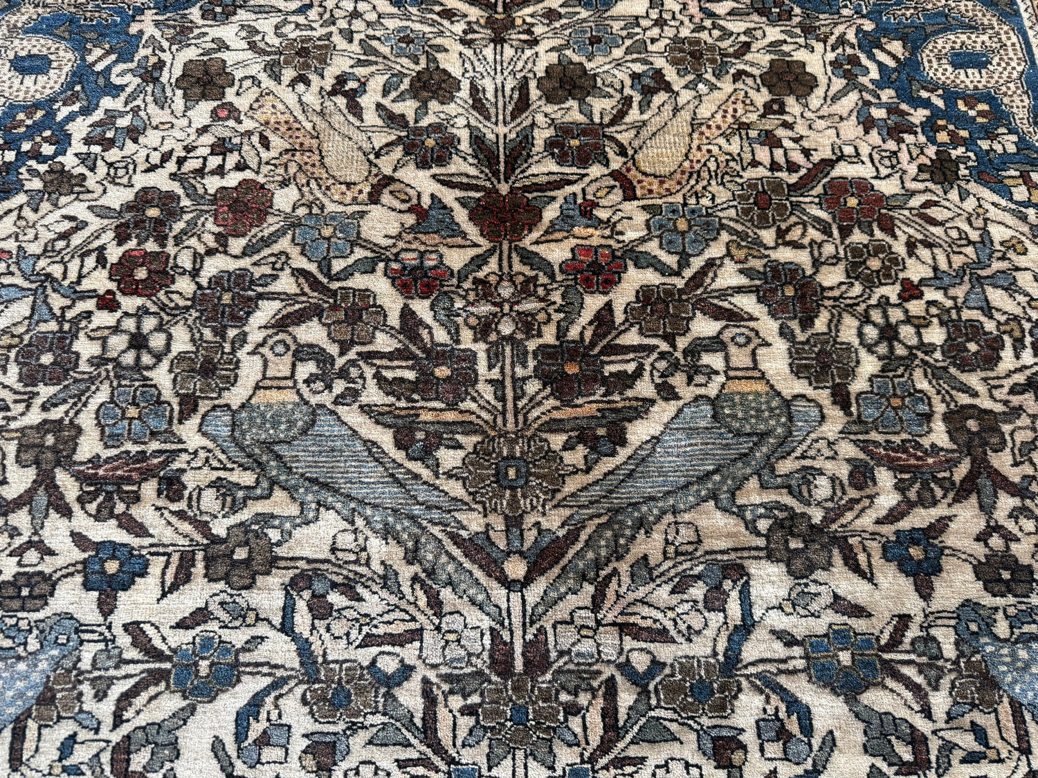 Early 20th-century figurative carpet – Qom tradition – 188 × 132 cm