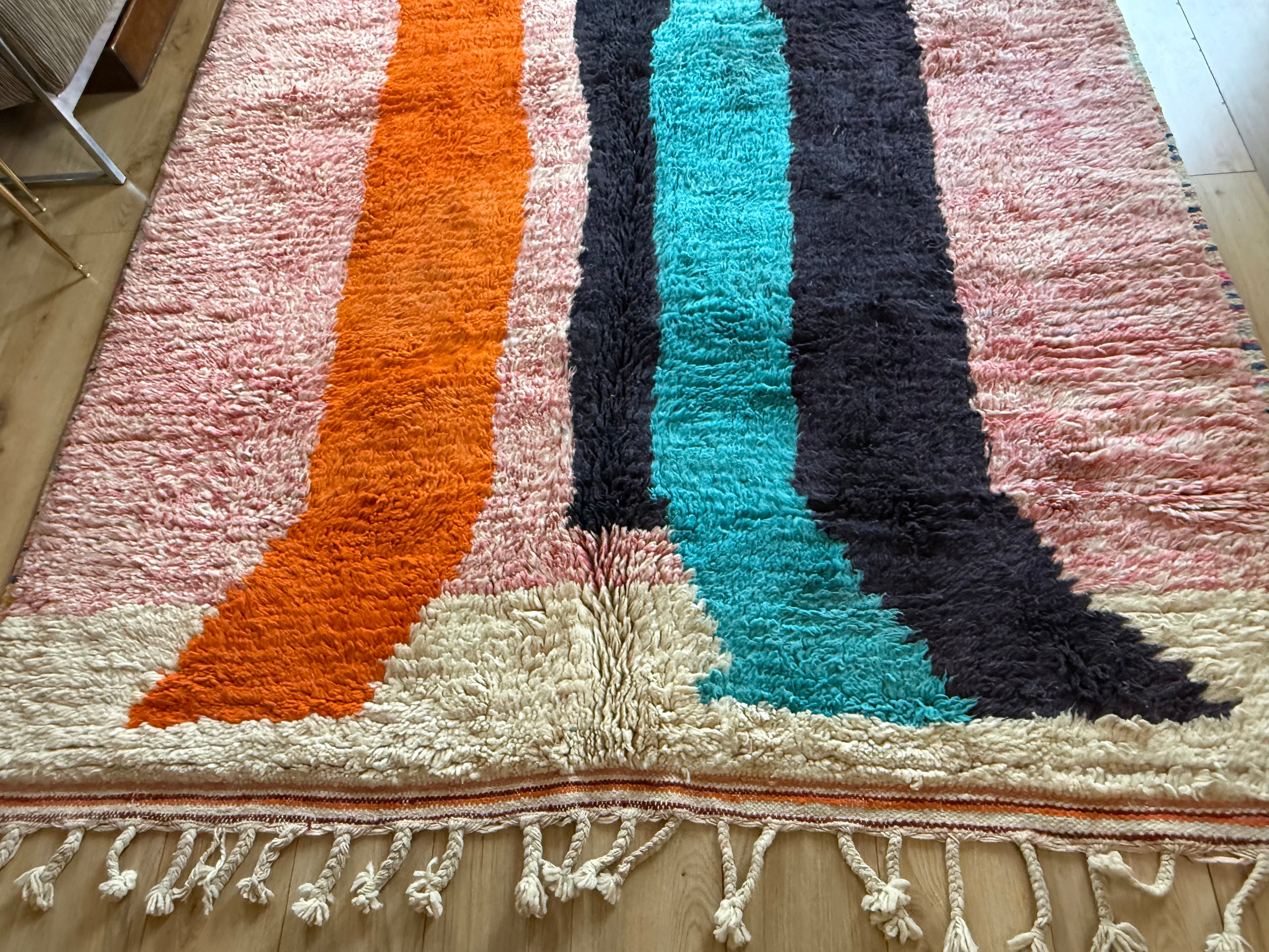 Tapete Vintage de Design Pós-Moderno – Feito à Mão no Marrocos – 320 × 201 cm