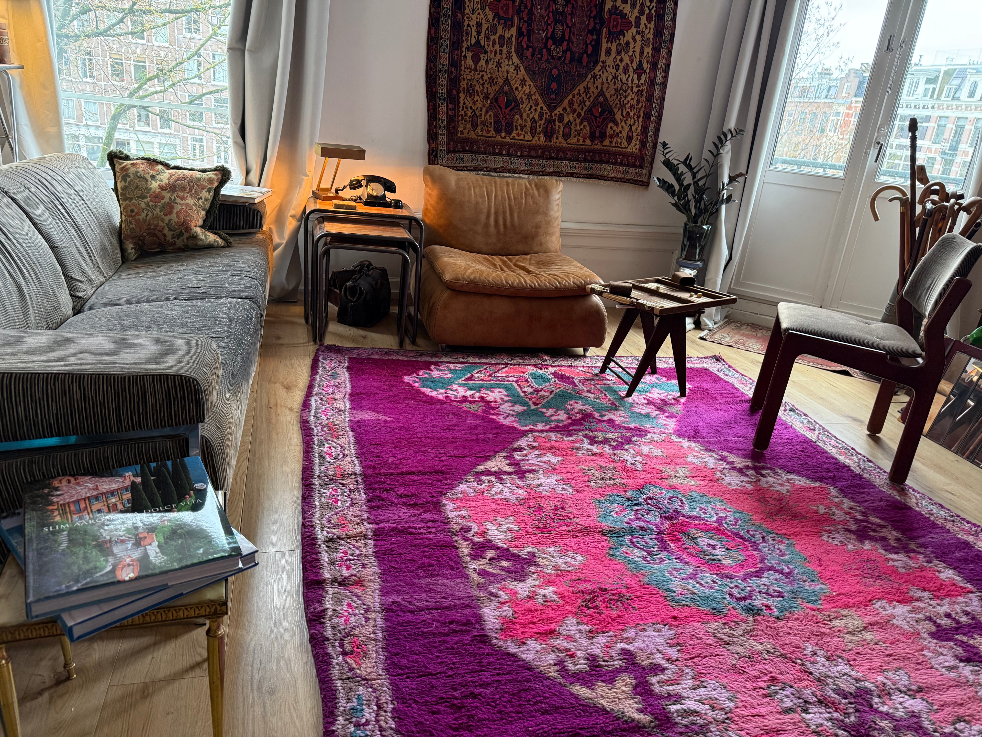 Vintage Atlas Rug – Magenta &amp; Turquoise Statement Piece (315 × 200 cm)