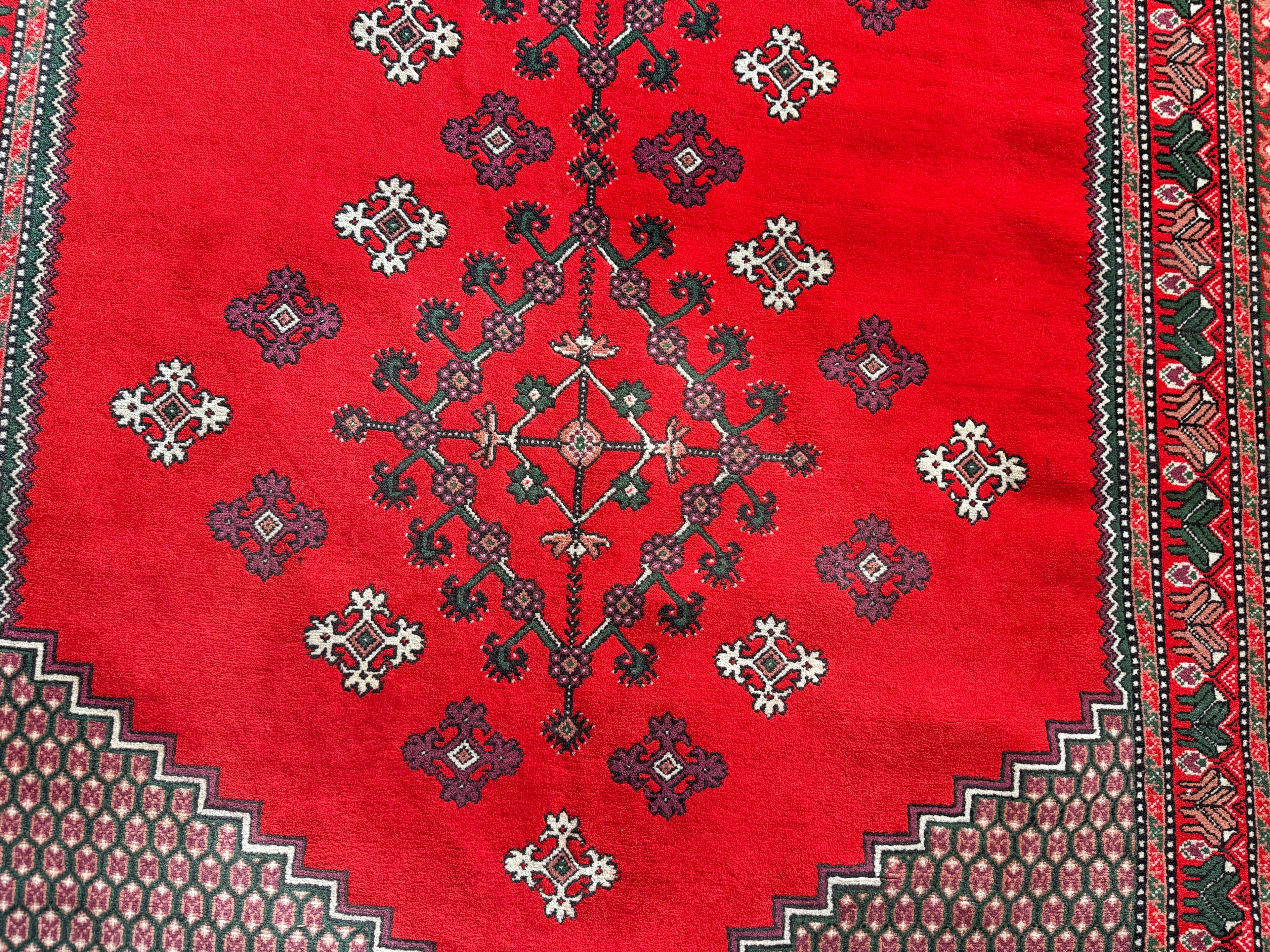 Handgeknoopte oosters vintage tapijt met florale medaillonstructuur – ca. 291 × 202 cm