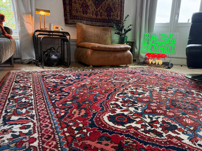 Vintage handgeknoopt Oosters tapijt met medaillon – ca. 318 × 226 cm