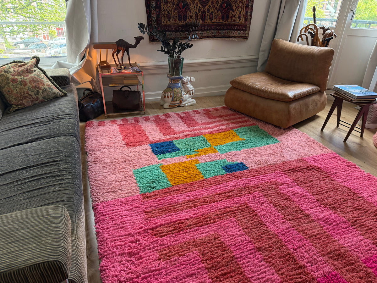 Marokkaans tapijt in roze en fuchsia – 302 × 204 cm
