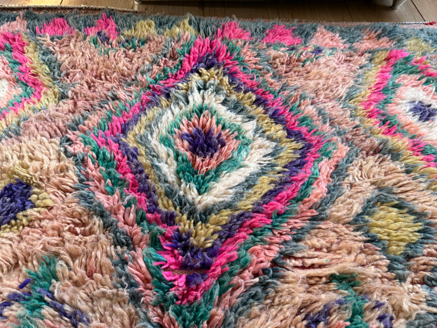 Authentiek handgeknoopt vintage tapijt – kleurrijk boho design – ca. 344 × 174 cm