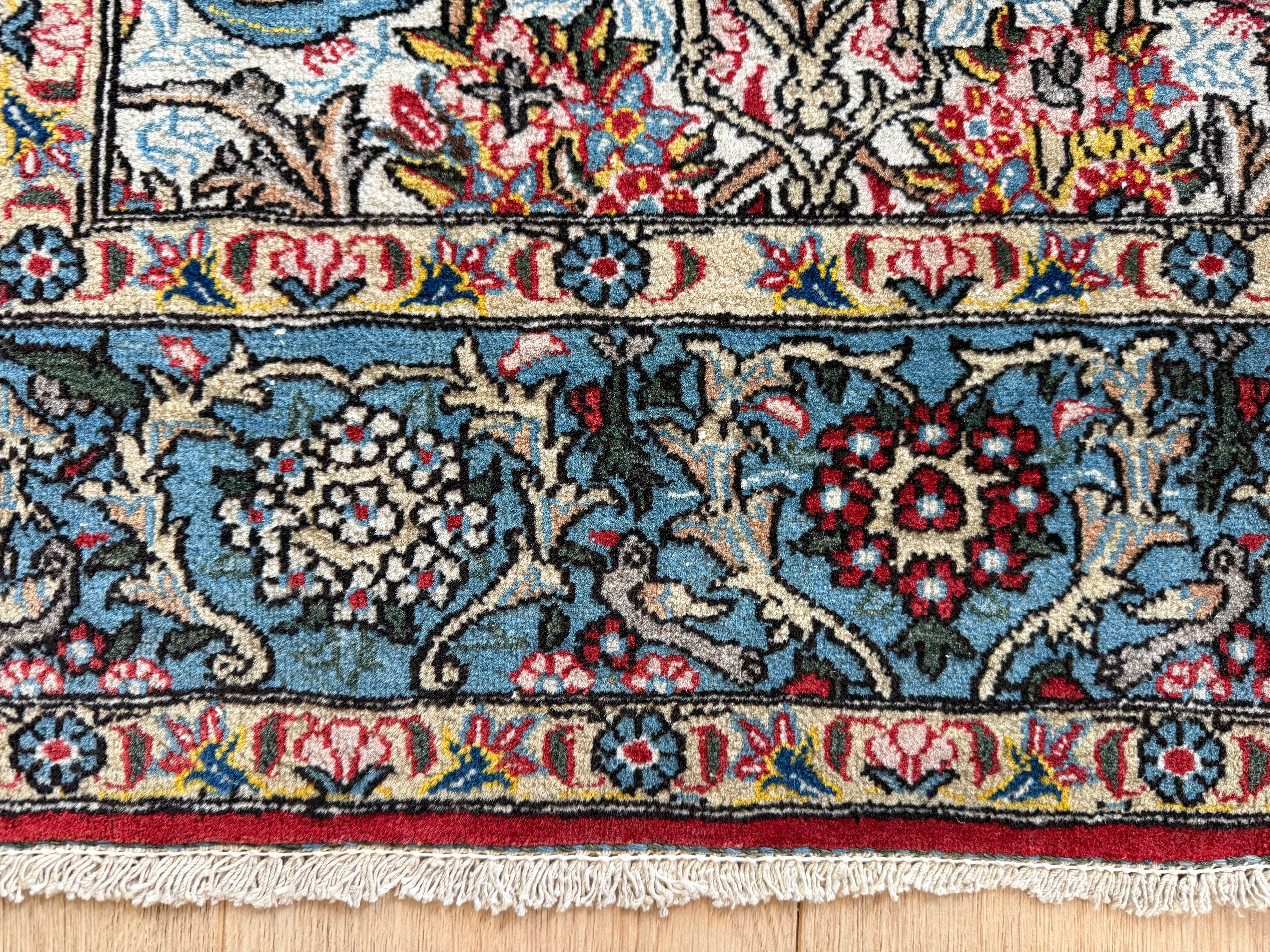 Hand-knotted vintage carpet in Ghom style – 212 × 138 cm