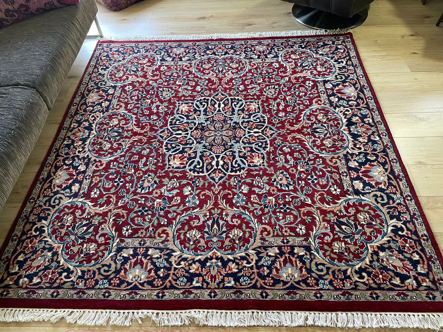 Handgeknoopt vintage oosters tapijt – ca. 200 × 193 cm