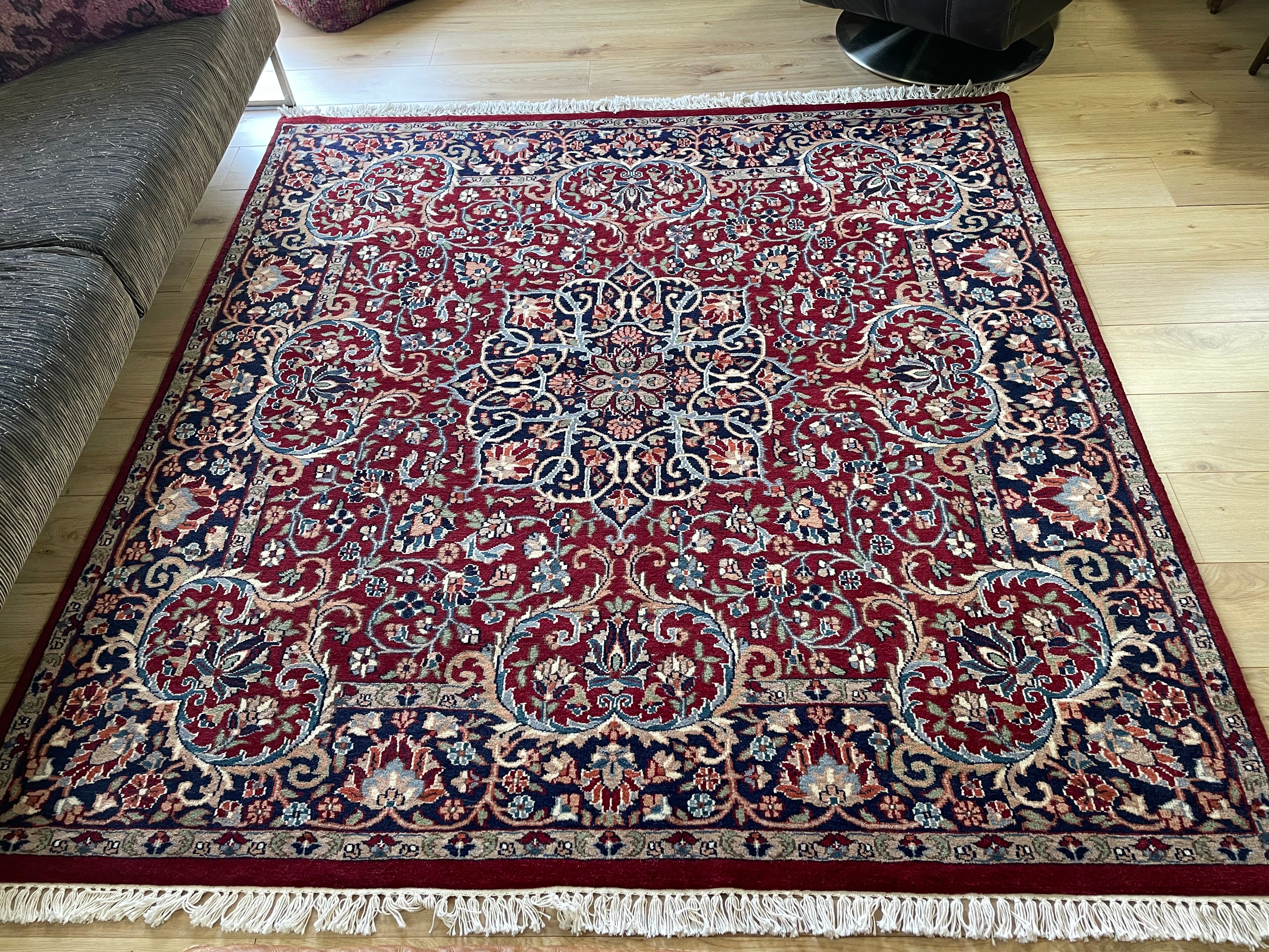 Handgeknoopt vintage oosters tapijt – ca. 200 × 193 cm