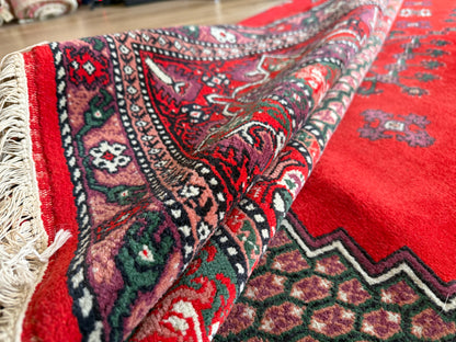 Handgeknoopte oosters vintage tapijt met florale medaillonstructuur – ca. 291 × 202 cm