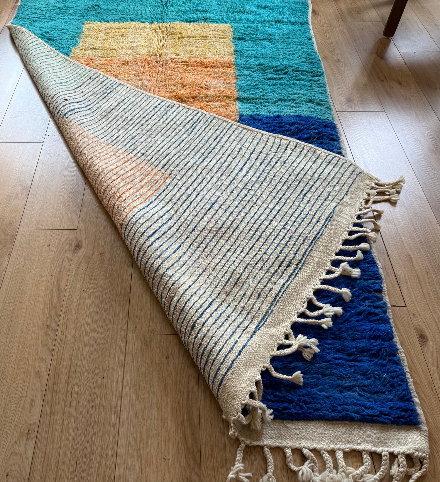 Modern hoogpolig vintage tapijt 260 × 156 cm – grafisch kleurvlakdesign