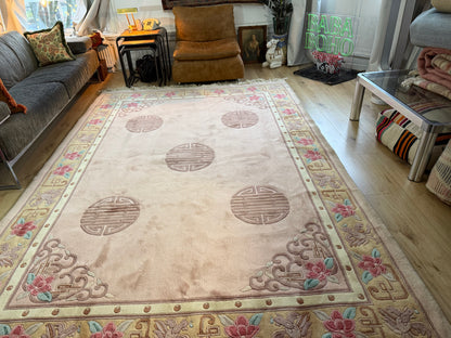 Vintage Deco-stijl wollen tapijt – ca. 330 × 215 cm