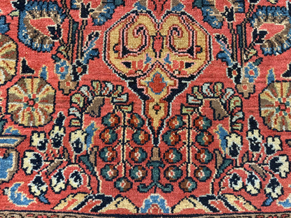 Warm rood Sarouk tapijt – 203 × 125 cm – florale elegantie