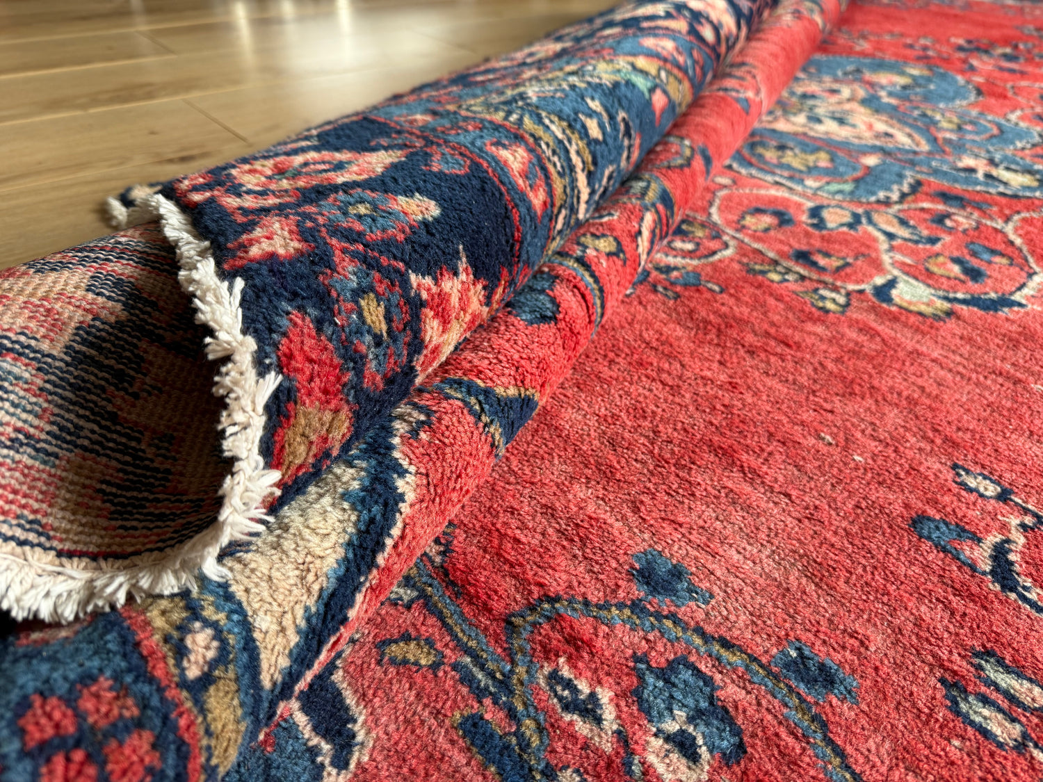 Handgeknoopt vintage Oosters Tapijt Kashan stijl – ca. 213 × 292 cm