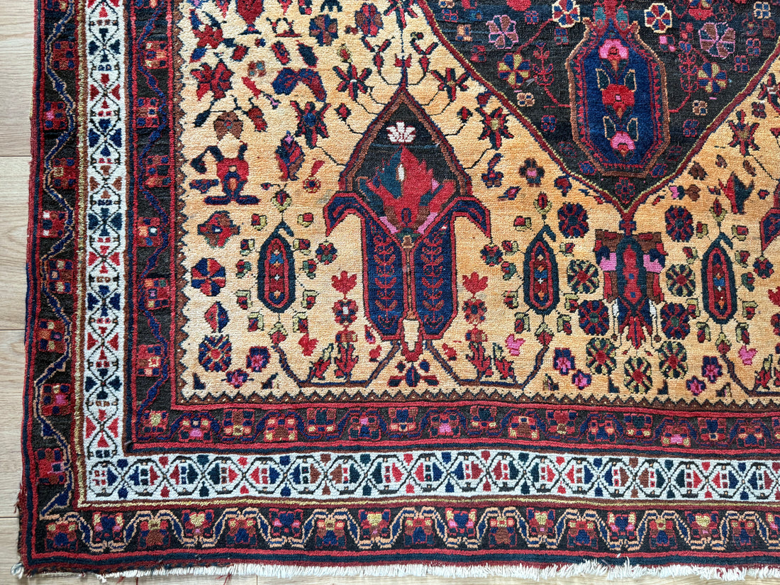 Handgeknoopt vintage tapijt Oosters Malayer stijl – ca. 137 × 163 cm