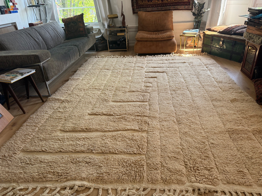 Vintage Moroccan Relief Carpet 311 × 234 cm
