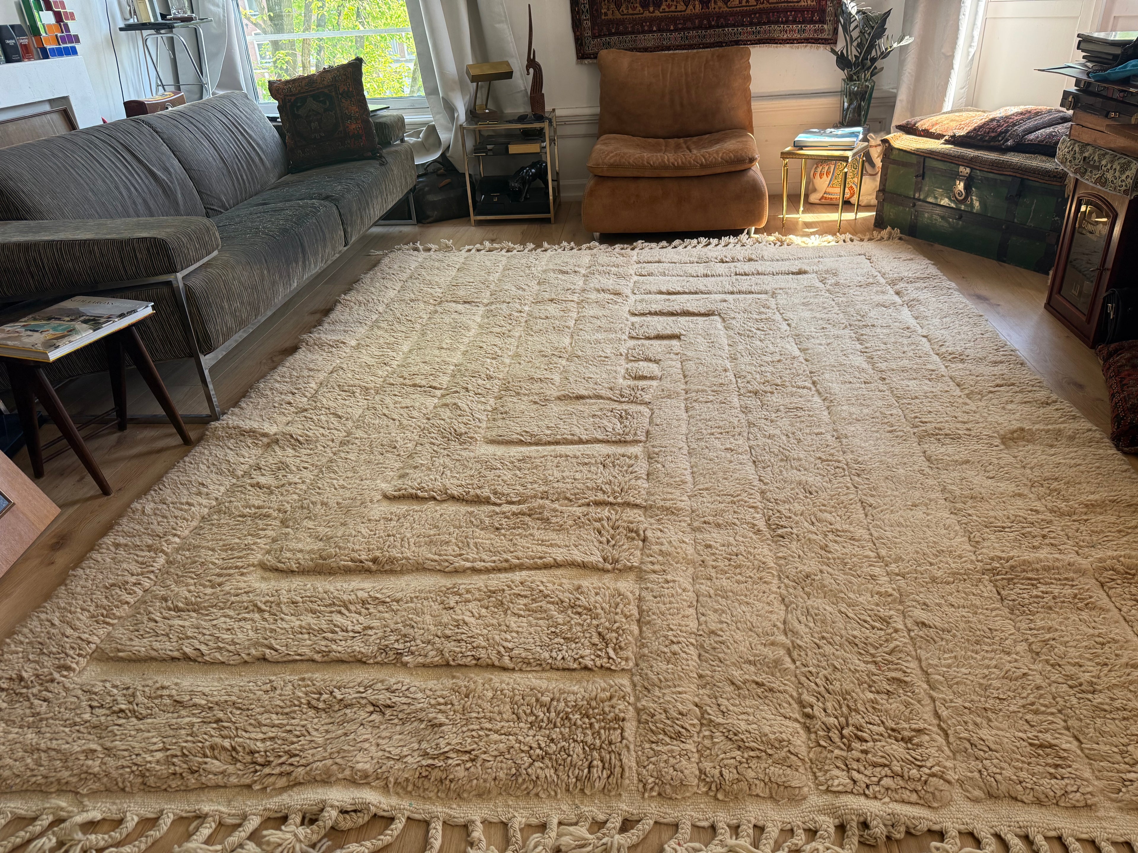 Vintage Moroccan Relief Carpet 311 × 234 cm