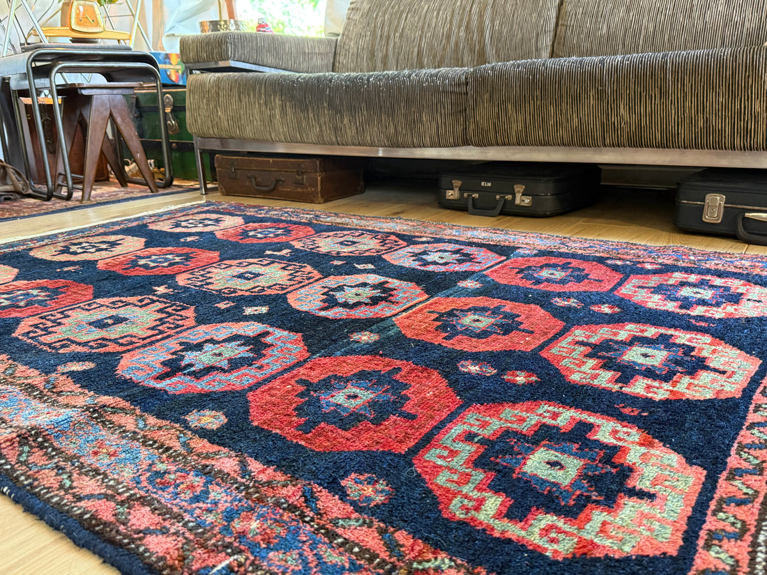 Handgeknoopt vintage tapijt – Zuid-Kaukasus (Karabagh / Kazak-stijl) – ca. 125 × 194 cm