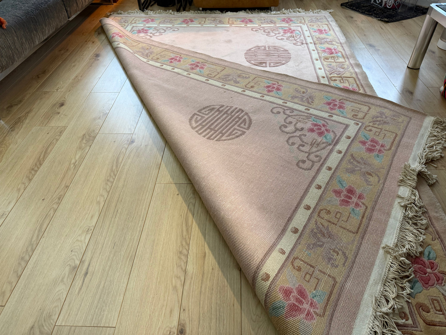 Vintage Deco-stijl wollen tapijt – ca. 330 × 215 cm