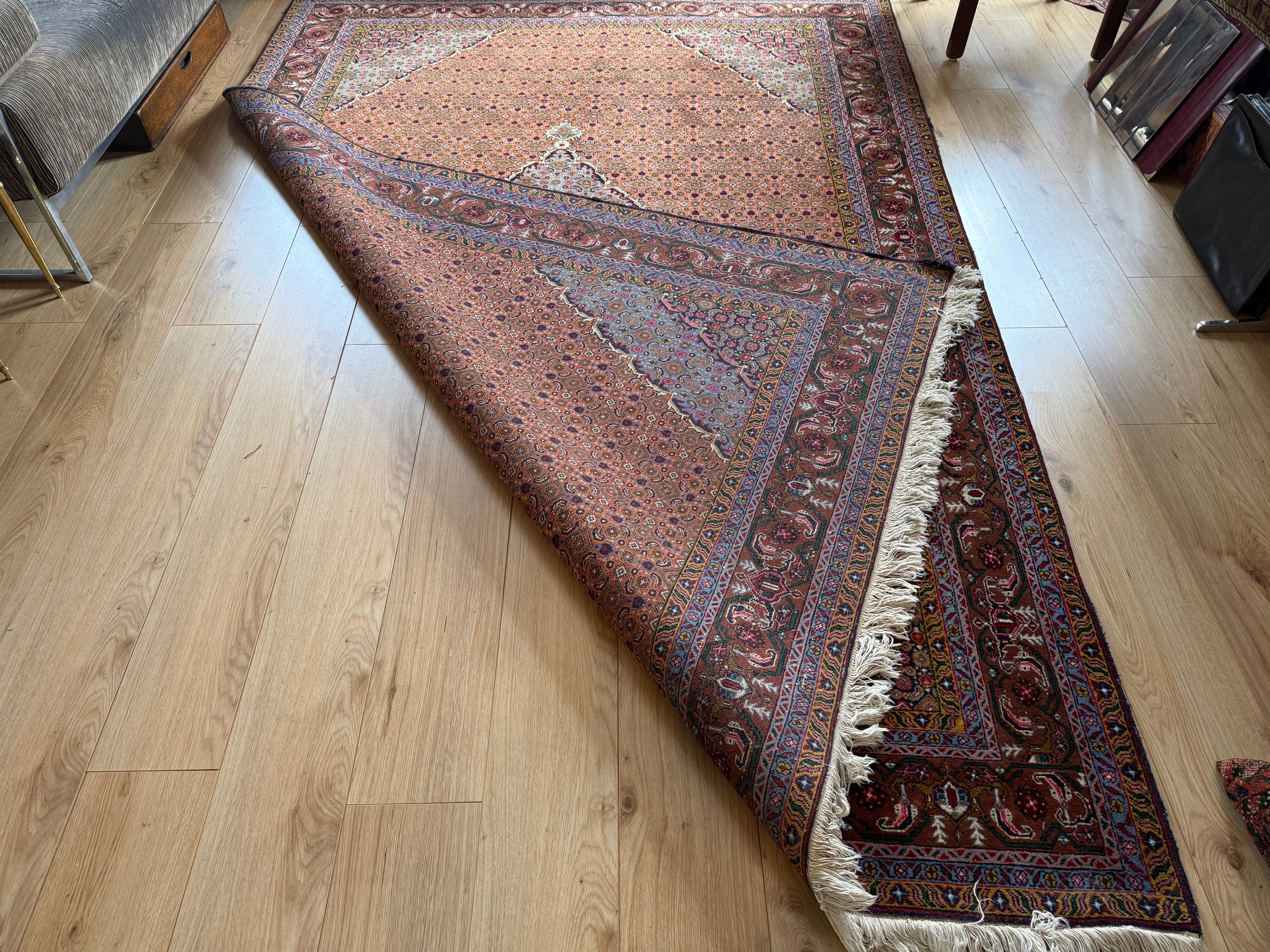 Tapete vintage nó à mão – estilo Bidjar – 310 × 200 cm – padrão Mahi