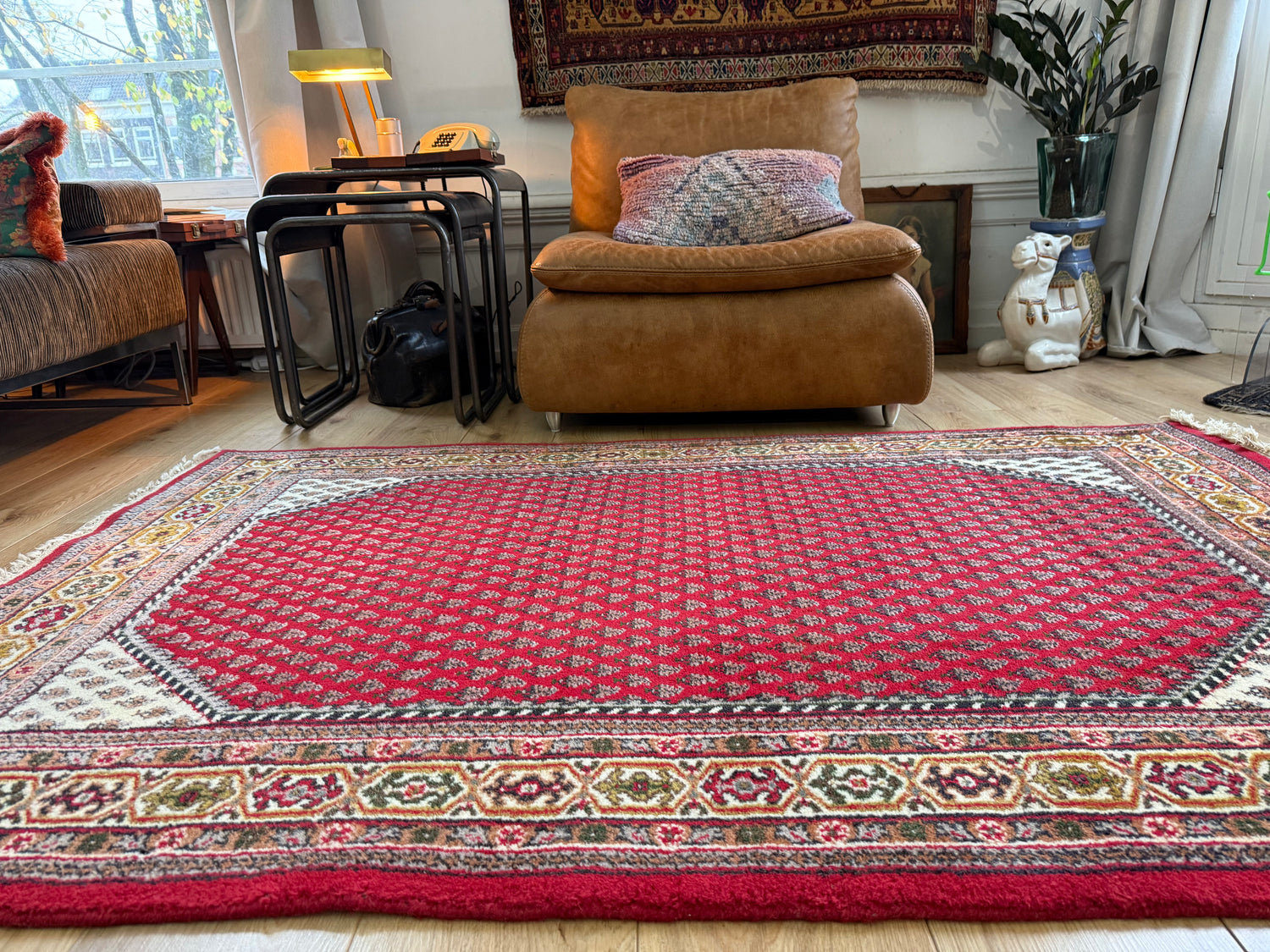 Vintage handgeknoopt vloerkleed – klassiek boteh design – ca. 192 × 125 cm