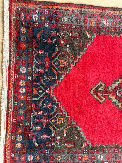 Vintage handgeknoopt wollen tapijt – 197 × 108 cm