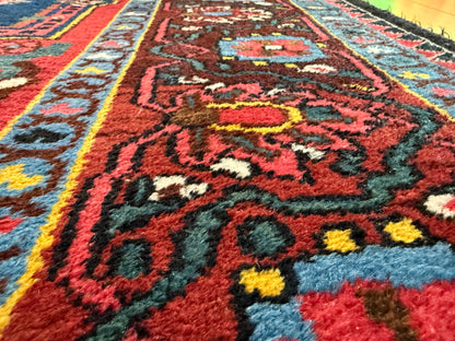 Lang vintage Heriz-stijl tapijt – 405 × 165 cm