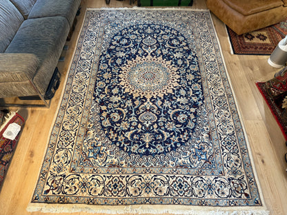Hand-knotted vintage oriental Nain style carpet – approx. 196 × 300 cm