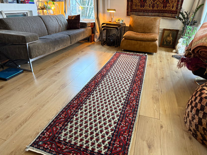 Vintage handgeknoopte loper – 275 × 75 cm – boteh-patroon