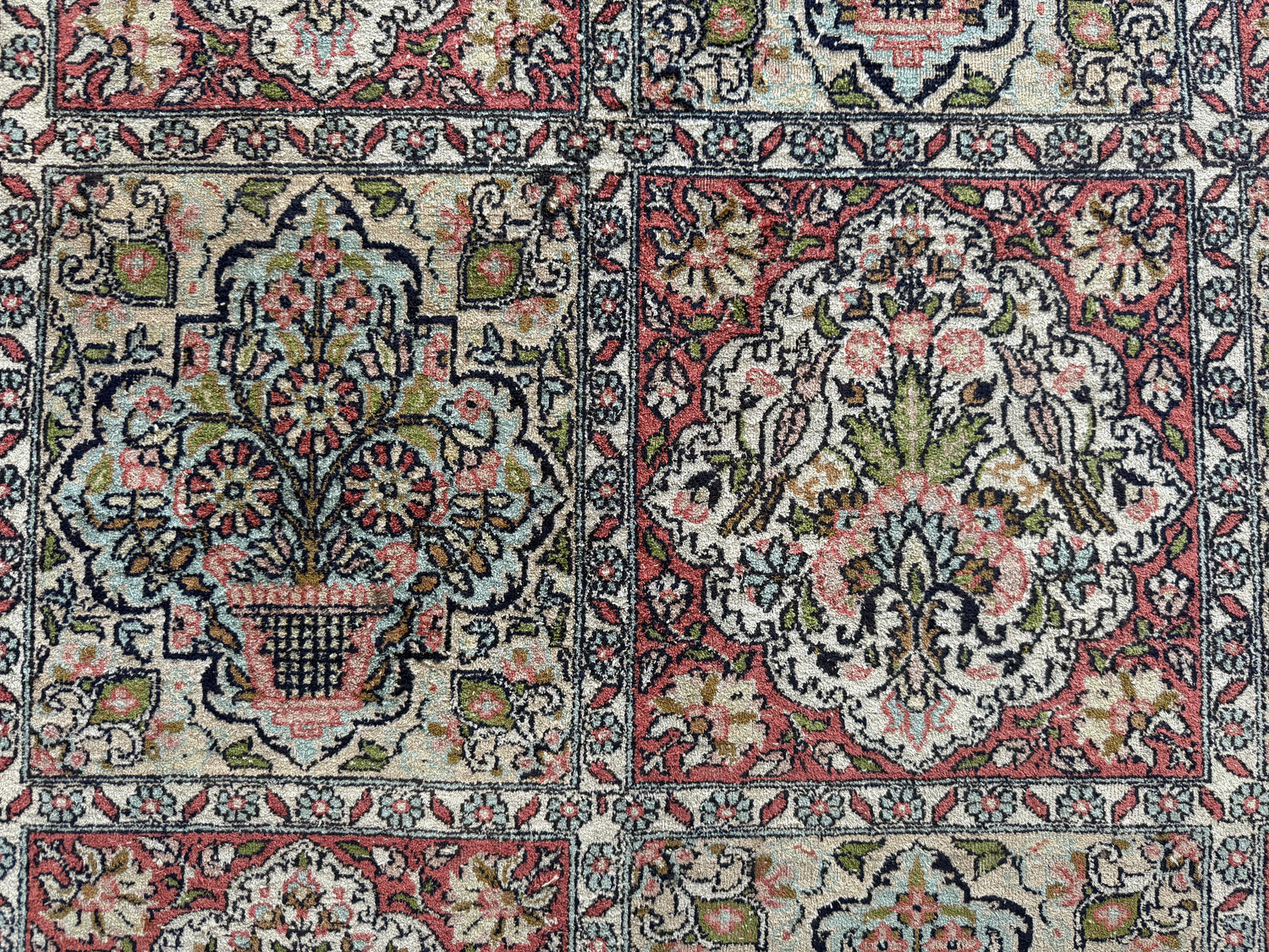 Hand-knotted Kashmir carpet – Garden design – 283 × 185 cm