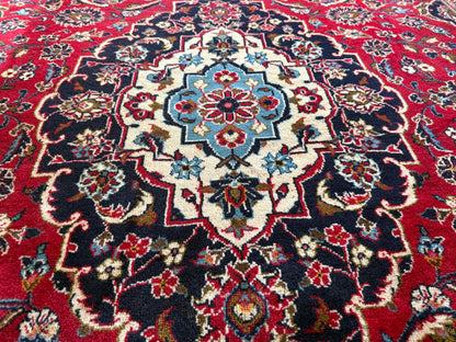 Tapete vintage nó à mão estilo Kashan – 312 × 202 cm