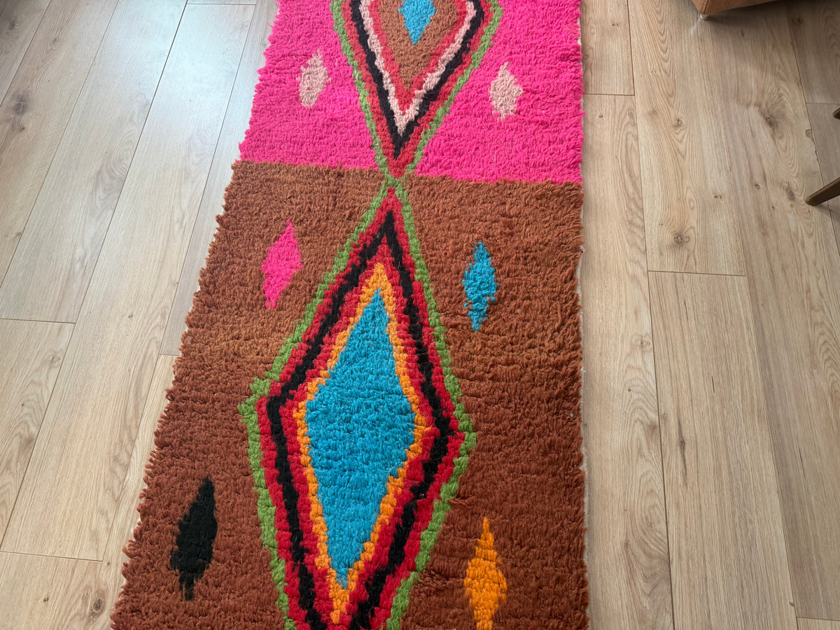 Vintage Marokkaanse Azilal loper – 390 × 80 cm