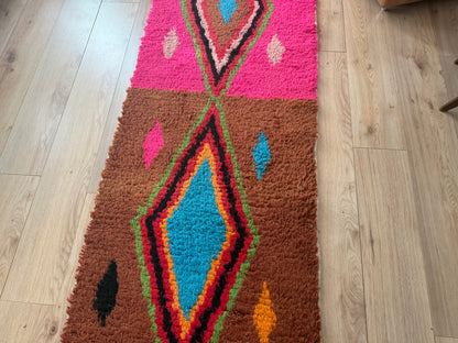 Vintage Marokkaanse Azilal loper – 390 × 80 cm