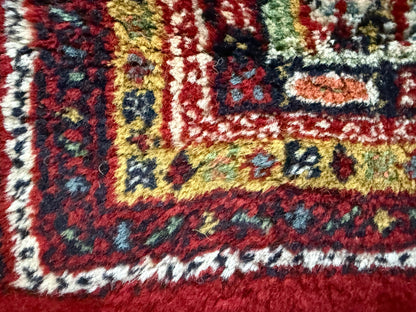 Dieprood handgeknoopt tapijt met boteh-motief – ca. 296 × 197 cm