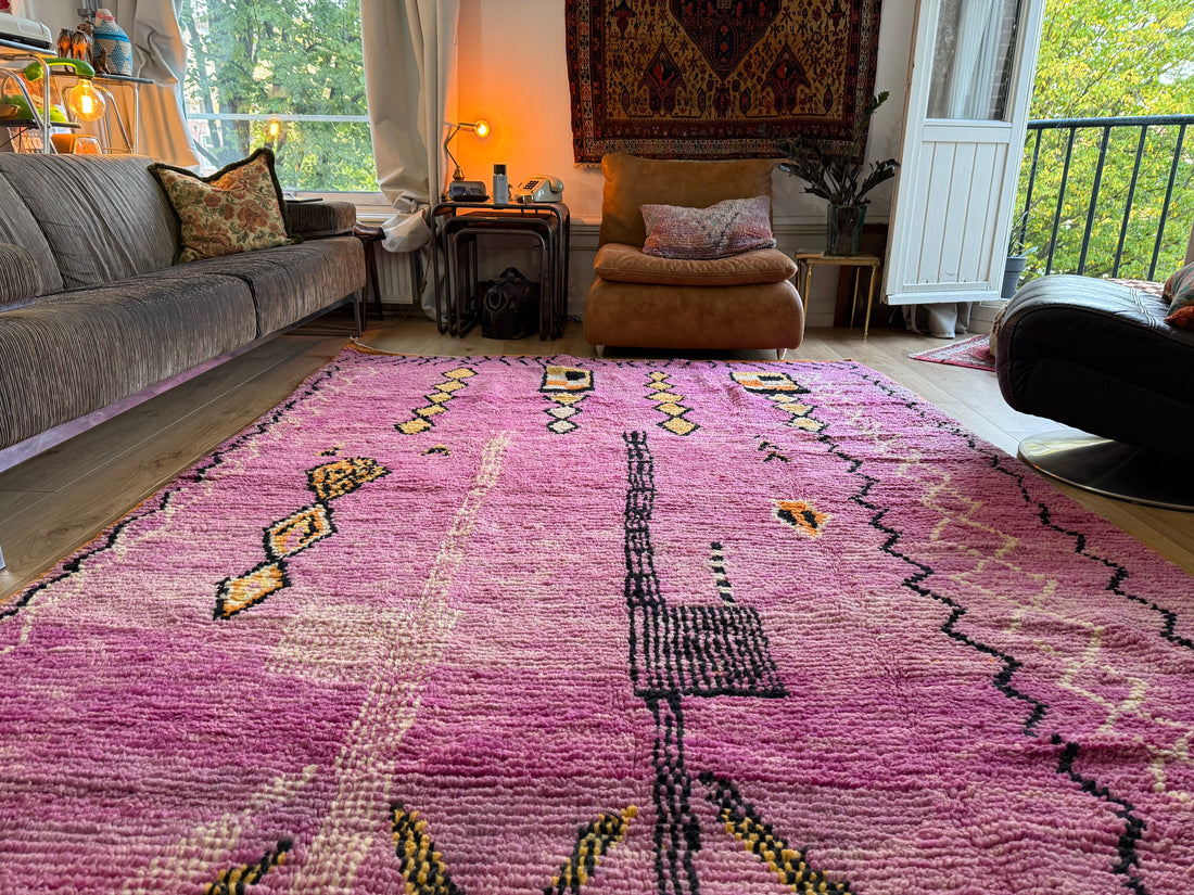 Handgeknoopt vintage Berber tapijt – ca. 308 × 200 cm