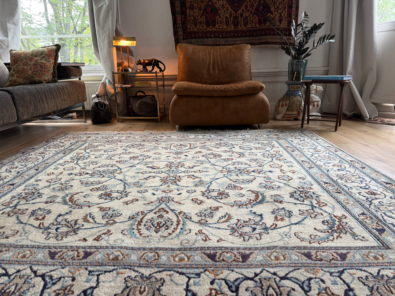 Handgeknoopt Vintage Perzisch Nain Tapijt – 200 × 200 cm