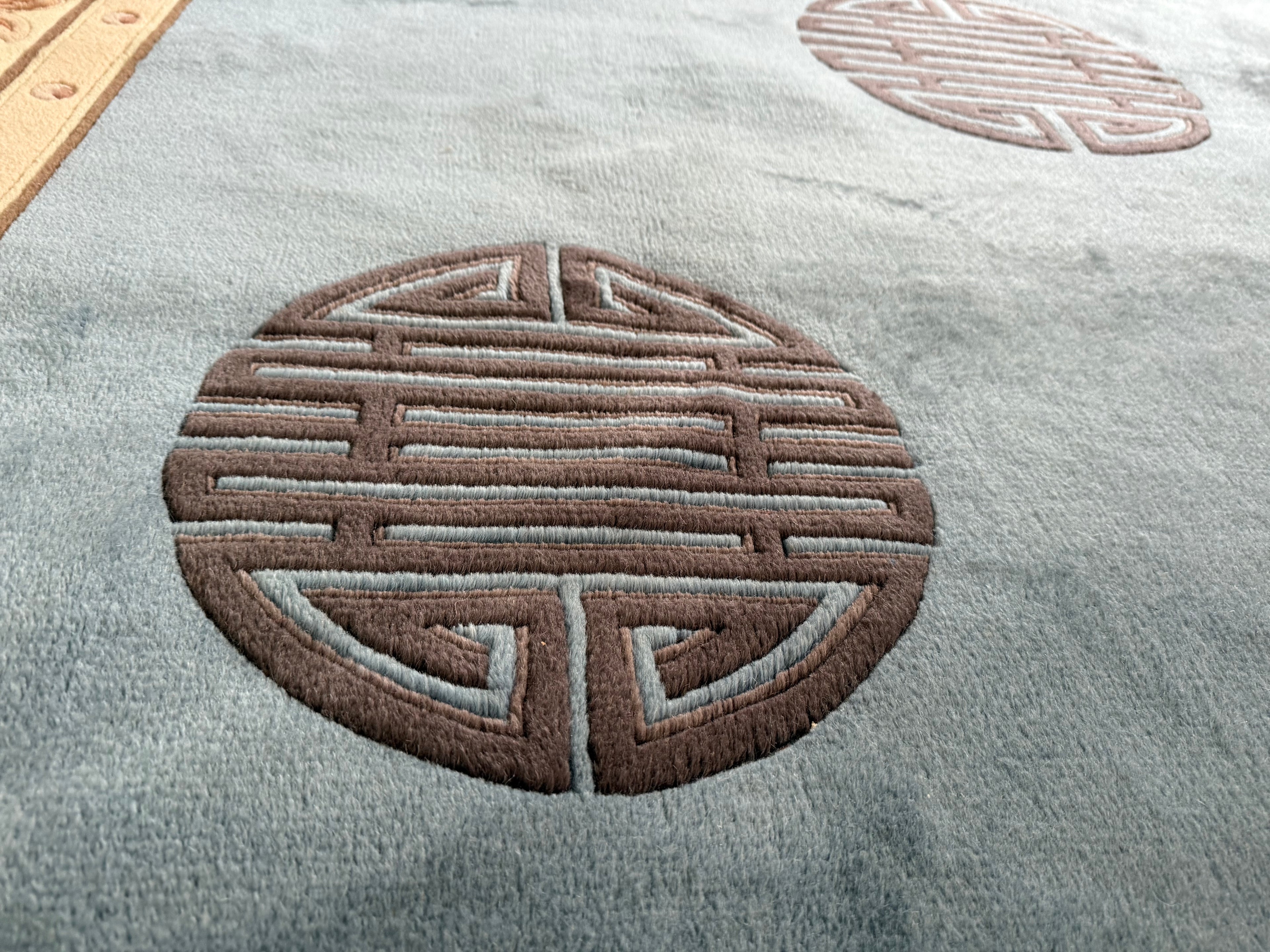 Soft Blue Chinees Deco Rug – 330 × 213 cm