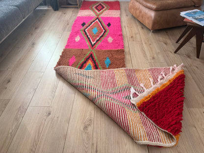 Vintage Marokkaanse Azilal loper – 390 × 80 cm