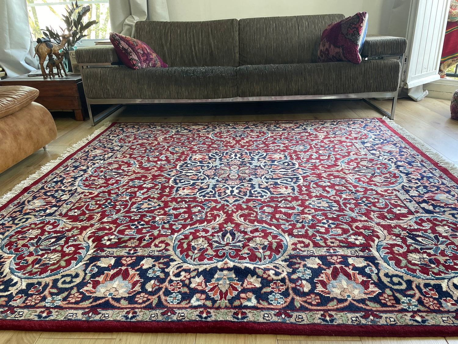 Handgeknoopt vintage oosters tapijt – ca. 200 × 193 cm