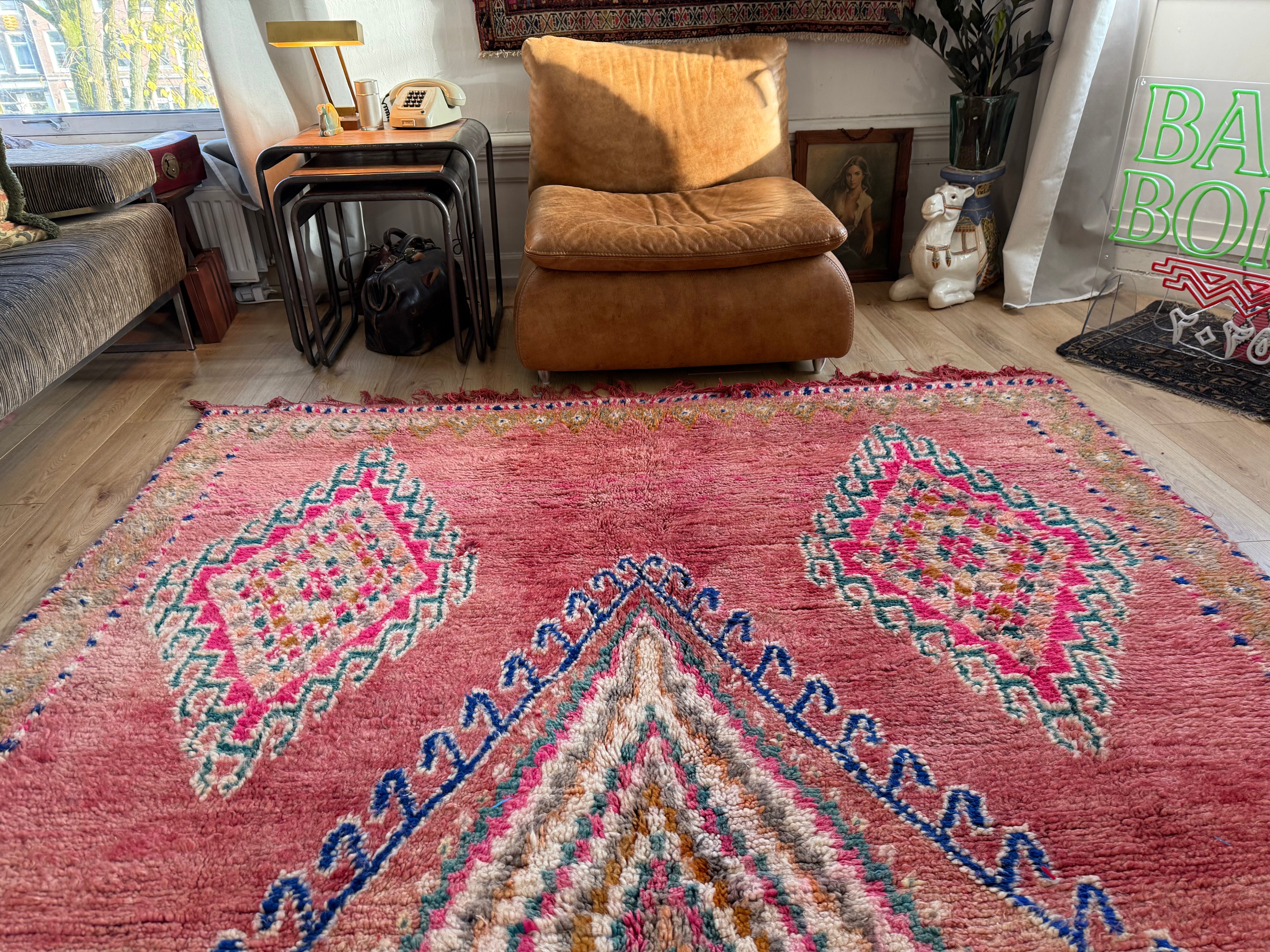 Handgeknoopt vintage Marokkaans tapijt – ca. 370 × 204 cm