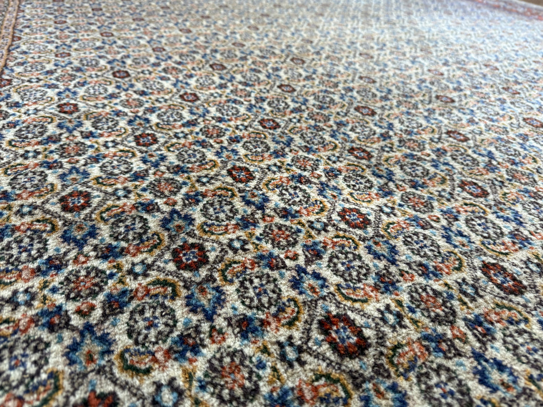 Tapete oriental vintage feito à mão – estilo Moud – aprox. 280 × 198 cm