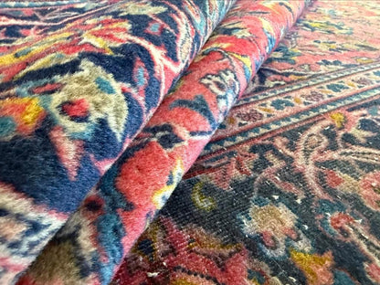 Handgeknoopt sleets vintage vloerkleed  Oosterse Kashan stijl  195 x 300 cm