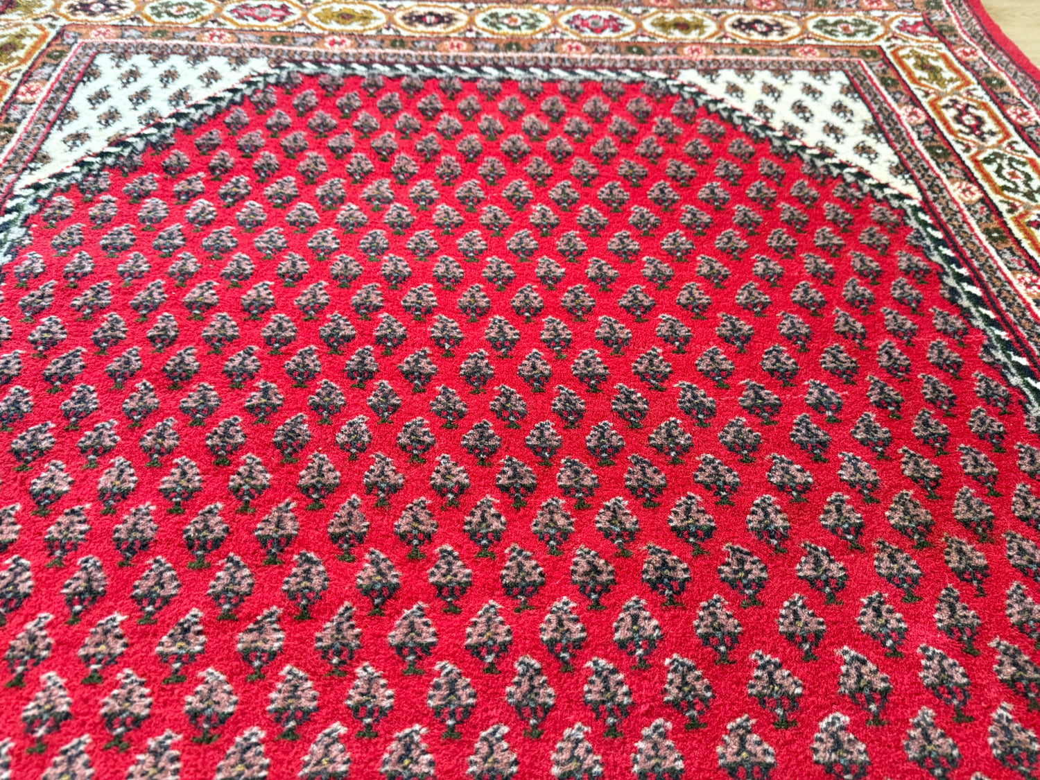 Vintage handgeknoopt vloerkleed – klassiek boteh design – ca. 192 × 125 cm