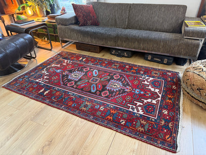 Handgeknoopt vintage oosters tapijt – Heriz stijl – ca. 200 × 118 cm