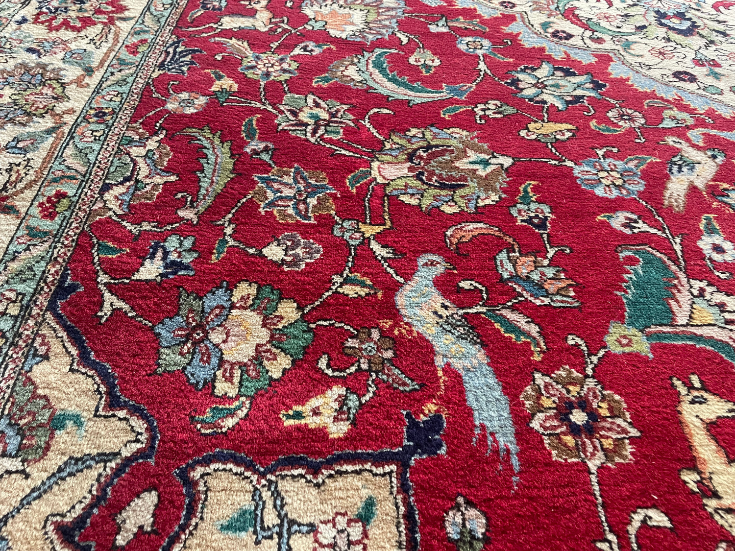 Groot Oosters Tabriz stijl tapijt 350 x 220 handgeknoopt vintage